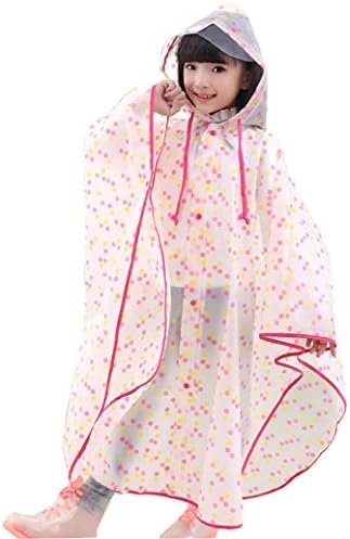 QHUMO Portable Rain Poncho for Kids, Drawstring Raincoat with Hood for Boys Girls