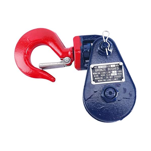 FreeTec 2 Tonnen Umlenkrolle Seilrolle Snatchblock Windenrolle mit Haken fÃ¼r Seilwinde – Bild 5