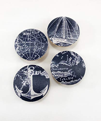 Ship Map Drawer Knob Pulls Set of 4 / Cabinet/Nursery / Wood/Handles / Room Decor/Furniture Accessories/Kid's Room/Anchors / Ocean/Sea