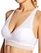 DOBREVA Women's Wire Free Deep V Lace Back Lightly Lined Soft Lace Bralette White Small