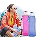 Sportsun Easy to Clean Silicone Collapsible Water Bottle for Sports Camping Hiking with Great Capacity 17 Oz，Pack of 2 Blue and Pink