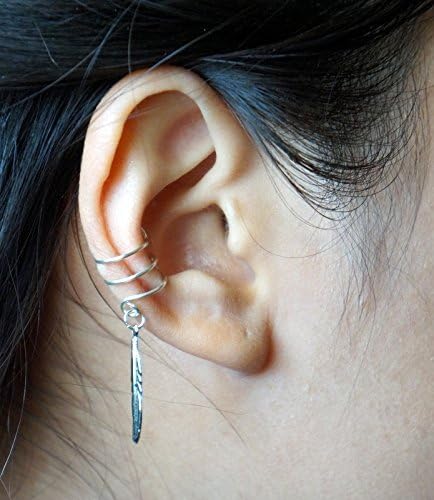 102)Silver Light Feather Ear Cuff