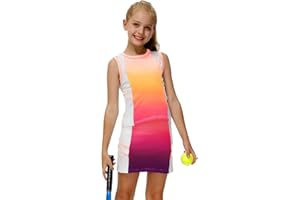 AOBUTE Girls Tennis Golf Outfit Tank Top and Skirt with Shorts Set 4-12 Years