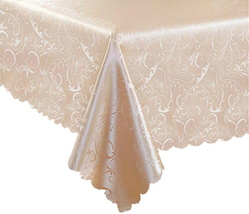 Floral Pattern Plastic Waterproof Oil-Proof Wipeable Tablecloth Decorative Design Rectangular Table Cover, 56" x 80"