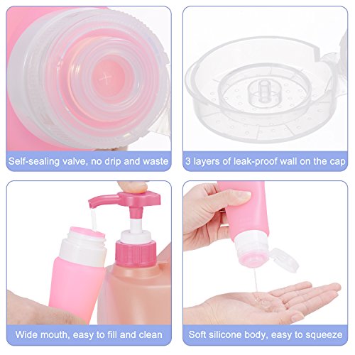 Ameauty Travel Bottles Set for Liquids- Squeezable Leakproof Bottles Protable Silicone Travel Containers - For Shampoo, Conditioner, Lotion, Toiletries - 3 OZ, Pack of 4