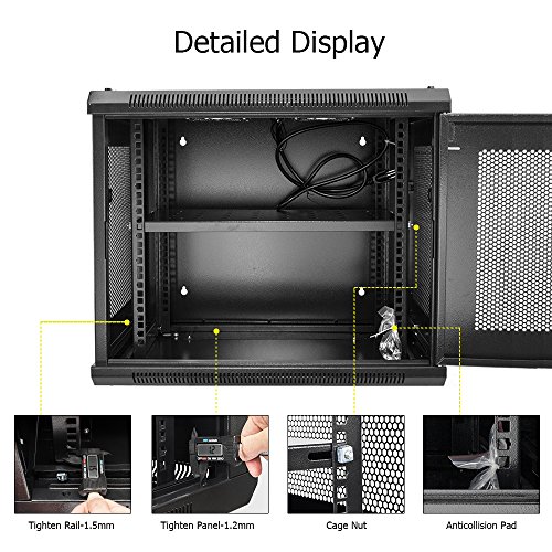 Z ZTDM Server 19 Inch Rack 9U Enclosure, Date Network Lockable Secure Cabinet with Shelf and Two Cooling Fans Fully Assembled Vented Door