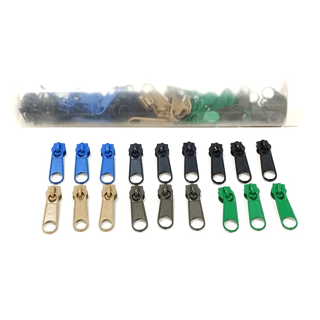 JYC CREATIVE Zipper Slider, Tube with 72 Units, 6 Colors (#5)