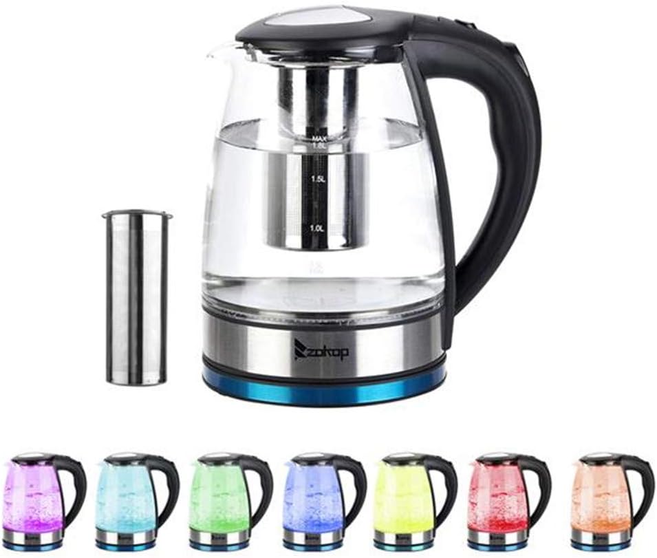 Electric Kettle 1.8L Glass Water Kettle with 7 Color LED Lighting 220V 2200W Fast Boil