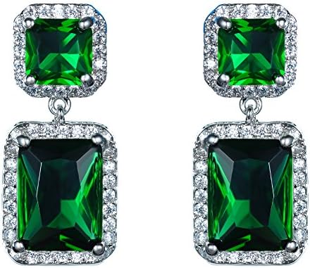 Bridal earrings-KIVN Fashion Jewelry CZ Cubic Zirconia Stud Wedding Earrings for Women (Emerald)