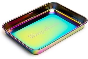 B.S Stainless Steel Blazy Susan Rainbow Rolling Tray with DeLaCruzV Sticker.