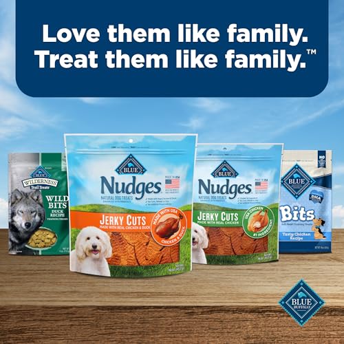 BLUE BUFFALO NUDGES JERKY CUTS DOG TREATS, MADE IN THE USA WITH NATURAL INGREDIENTS, CHICKEN & DUCK, 16-OZ BAG