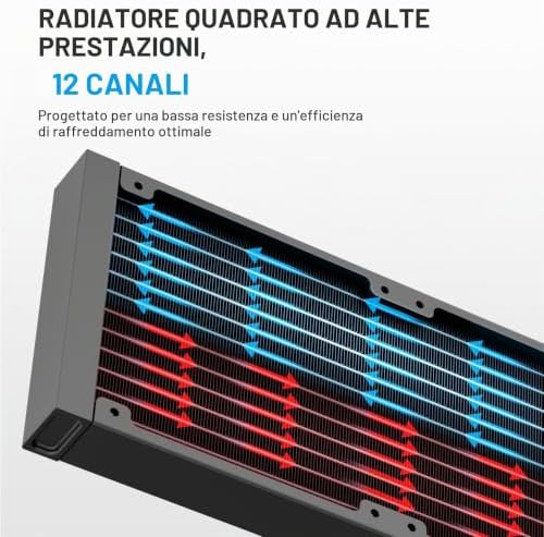Dissip. Liquido SAMA Q70 360mm, LCD 2.8, Intel/AMD, Type-C, Nero