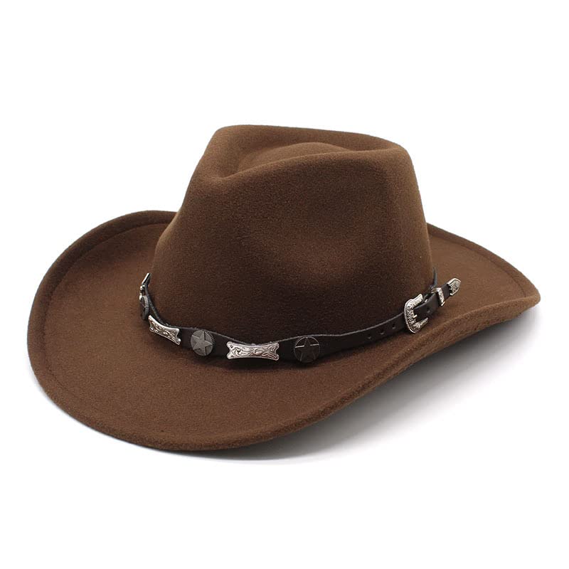 Kids Cowboy Hat Western Halloween Costume - Pretend Play for Boys Girls Toddlers - Dress-up Themed Parties Felt Fedora Cowgirl Hats Party Favor (Brown)