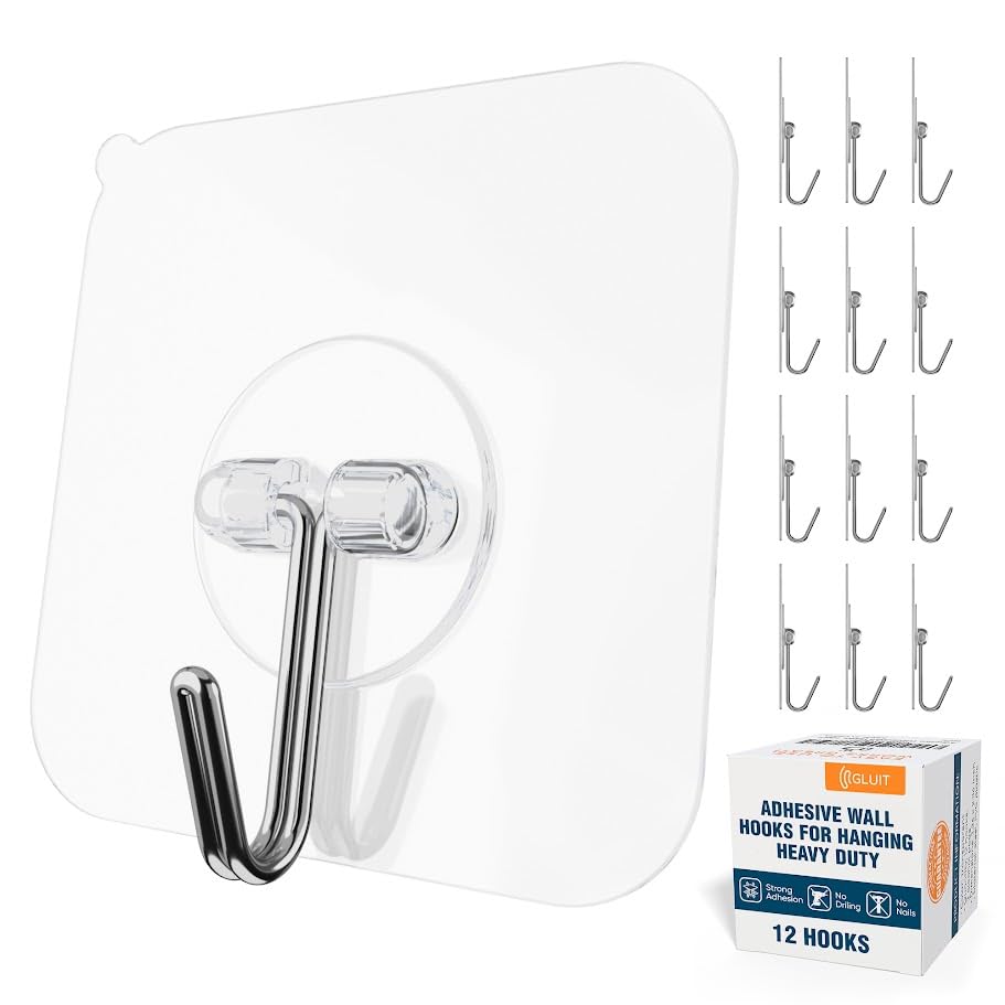 GLUIT Adhesive Wall Hooks for Hanging Heavy Duty 22