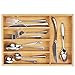 BAMBUROBA Bamboo Kitchen Drawer Organizer,Expandable Silverware Organizer,Utensil Holder and Cutlery Tray with 7 Slots,Gadgets Storage Divider (Natural, 10.24
