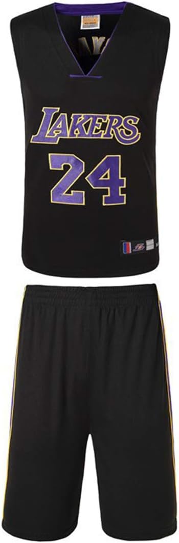 Men Basketball Uniform Set NBA Lakers Kobe Bryant #24 Basketball Jersey Classic Embroidery Basketball Swingman Sleeveless Top&Shorts