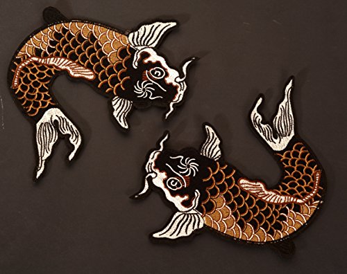 One Pair of Black Fish Embroidered Patches Applique, Iron on Patches Garment DIY Accessory Embroidered Lace Fabric Ribbon Trim Neckline Collar Applique Patch Scrapbooking Embossed Decorated