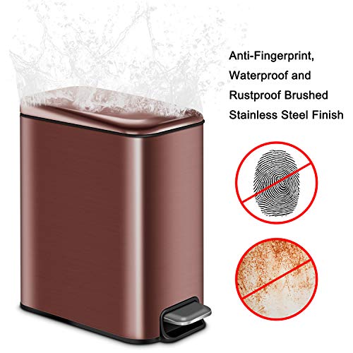 YCTEC Rectangular Small Bathroom Trash Can with Lid Soft Close and