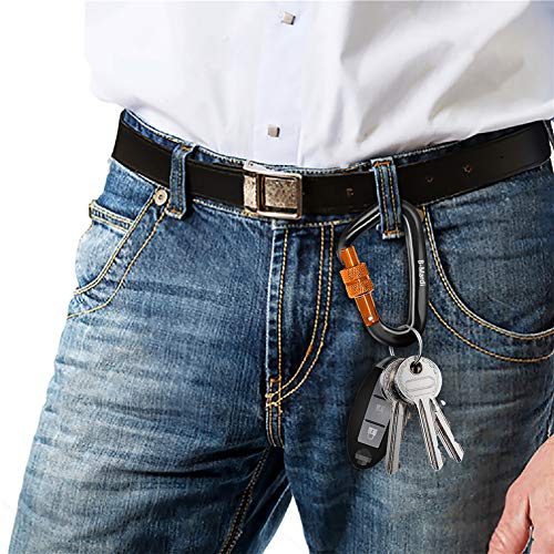 B-Mardi Locking Carabiner Clips,Certified 12KN (2697 lbs) Heavy Duty Caribeaners for Hammocks, Camping,Locking Dog Leash and Harness, Outdoor, Keychain etc