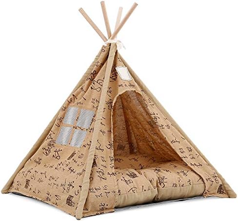 Drawoz Pets Teepee Dogs Cats Rabbits Bed Oxford Cloth Linen Portable Pet Tents Houses