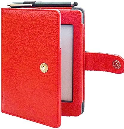For Kindle Touch (2012 model) D01200 ebook leather flip folio cover book case, pouch bag for Amazon Kindle Touch ereader with magnetic closured (Red)