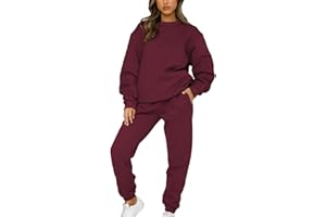 amropi Women's Tracksuit Set Fleece Sweatshirt Top and Jogging Pants Sports Outfits