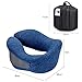 Docamor Memory Foam Travel Neck Pillow, Compact U-Shaped Neck Support Pillow with Easy-to-Carry Bag, Washable Cover and Adjustable Neck Size for Plane Train Car Bus Office Napping, Deep Navy Blue