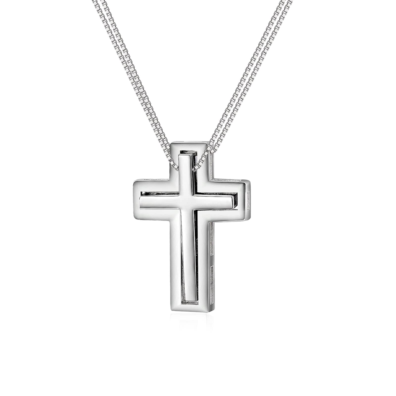 SOULMEET S925 Sterling Silver Cross Chain Set for Couples Matching Lovers Necklace for Man Women Best Friends Family Member