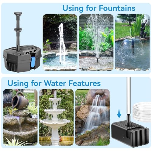 POPOSOAP Solar Water Fountain with Pond Filter Kit - 8W Solar Pump & 3000mAh Battery Backup, 8 Spray Modes & 1.5m Tubing for Outdoor Small Ponds, Bird Baths, Garden Water Features