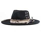 H.Busque Big Brim Fedora Mens Women Felt Boho Hat Panama Handmade Dress Up Hats