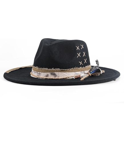 RUEDIGER Retro Wide Brimmed Stiff Fedora Men display picture 1