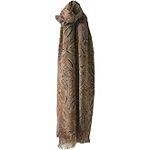 Glen Isla 100% Cashmere Summer Lightweight Scarf/Stole/Shawl - Paisley Print Camel | Made In Scotland