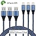 Xcords iPhone Charger, 3 pack 6ft Nylon Braided 8pin Lightning to USB Cable Charging Cord for iPhone 7, 7 Plus, 6s, 6s Plus, 6, 6 Plus, 5 5S, 5C, SE, iPad and iPod(Dark blue) …