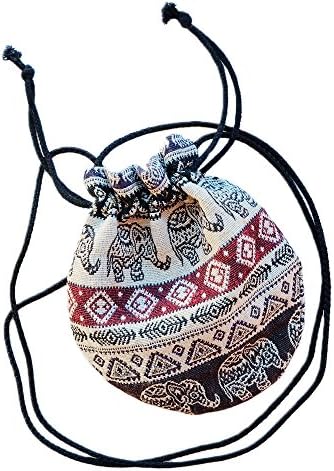 Small Elephant Bag Hippie Bohemian Boho Gypsy Cross Body Handbags MIni Drawstring Shoulder Bags Girl Women Cellphone Case Passport Holder Travel Pouch