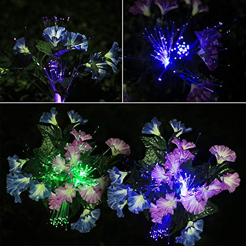 dapai FB-01 Fiber Optic Flower LED Solar Garden Stake Lights, Pink+Purple - Thumbnail 4