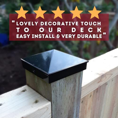 WeatherPRO Black 4x4 Fence Post Caps (3.5”) 4 Pack, Never Have to