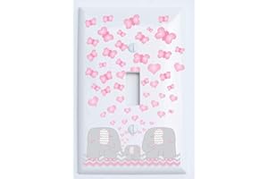 PRESTO LIGHT SWITCH PLATE COVERS Pink Elephant Light Switch Plate Covers Mom Dad and Baby Jungle Safari Nursery Decor Chevrons Hearts Butterflies