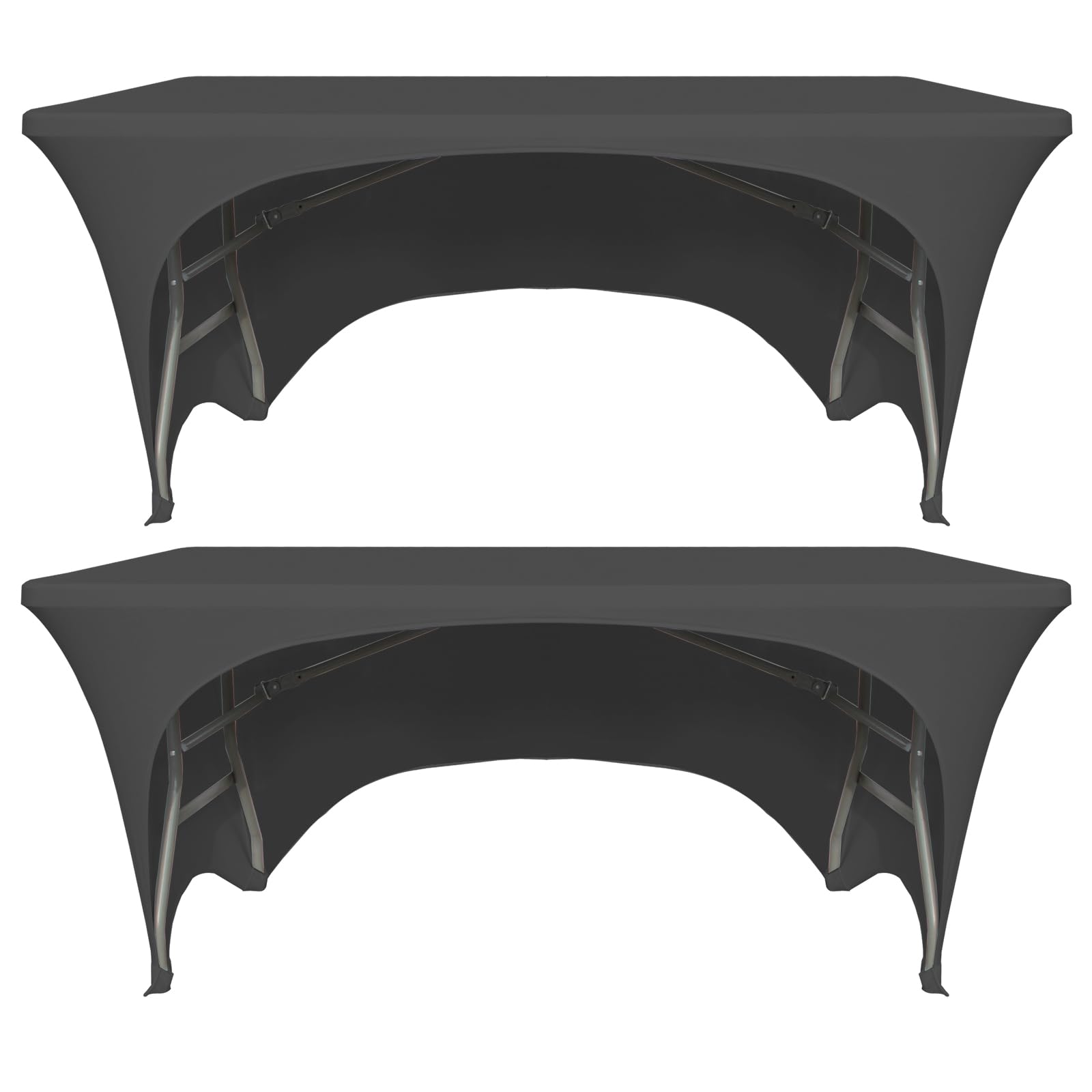 2 Packs 6ft Black Spandex Fitted Tablecover for Rectangle Tables with Open Back, Washable Rectangular Stretch Trestle Table Cloth for Banquet, Wedding Party Holiday Event,72 x 30 x 30 Inches — image 1