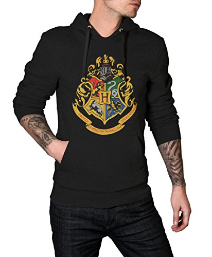 Decrum Mens Harry Potter Hogwarts Hoodie - Black Mens Pullover Hoodie | Hogwarts Black,XXL
