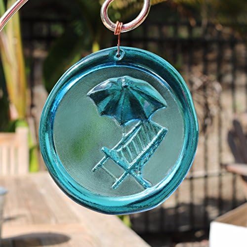 4-Inch Comfy Beach Chair Suncatcher In Aqua from our Beach Collection - A Stunning Window Ornament And Gift From Mission Glass Works - Pressed from Carved Steel Dies Made in the USA