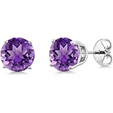 Gem Stone King 2-4 Cttw Round Gemstone Birthstone Stud Earrings For Women Men | 925 Sterling Silver | Round 7MM | Fine Jewelry Gifts for Her Mom Women Wife Men