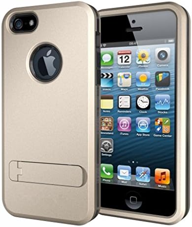 MeGi Hybrid Three Layers Armor Cover Case with Kickstand Impact Resistant Case (Hard PC + Flexible TPU + Hard PC), Outdoor Adventure Slight Lip Protects Screen Exclusive for iPhone 6 Plus 5.5 inch (Gold)