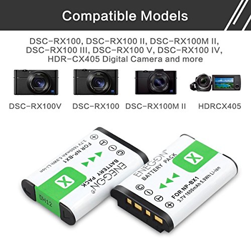 NP-BX1 ENEGON Battery (2-Pack) and Rapid Dual Charger for Sony NP-BX1, NP-BX1/M8 and Sony Cyber-shot DSC-RX100, DSC-RX100 II / III / V / IV, DSC-RX100M II, HDR-CX405