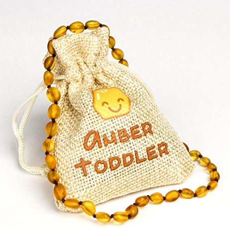 Baltic Amber Teething Necklace For Toddlers, Babies (Honey) | Drooling, Pain Reduce &amp; Anti Flammatory | Lab Tested &amp; Certified by Amber Certificate Inst. | Natural &amp; Handmade Amber Beads Jewelry