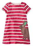 Fiream Girls Cotton Cartoon Shortsleeve Stripe Dress(S0205,6)
