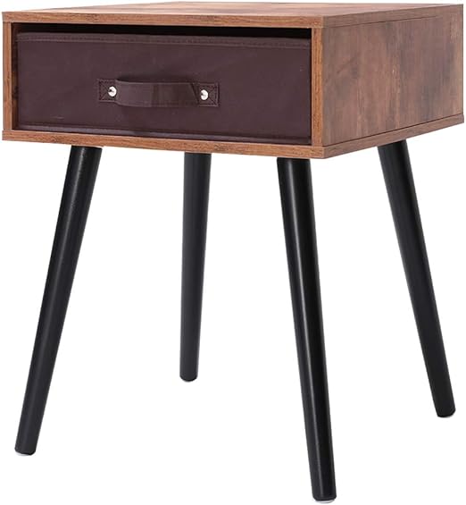 Amazon Com Iwell Mid Century Nightstand Wooden End Table With Drawer Side Table For Small Spaces Bedroom Solid Wood Legs Decent Furniture Rustic Brown Bzx005f Kitchen Dining