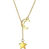 FOCALOOK Lariat Y-Necklaces | Long Necklaces for Women | Long Black Necklaces | Gold Necklaces for Women | Drop Heart Necklaces for Women | Front Adjustable Long Chain Necklace