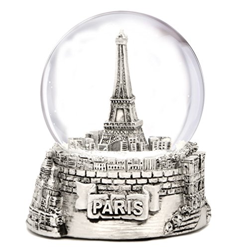 Silver Paris Snow Globe, Eiffel Tower Snow Globe Souvenir, Exclusive (3.5 Inches Tall) Paris Snow Globes Collection