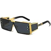 willochra Y2K Shield One Piece Sunglasses Women Men Luxury Rectangular Metal Punk SunGlasses For Lady Irregular Eyewear UV400