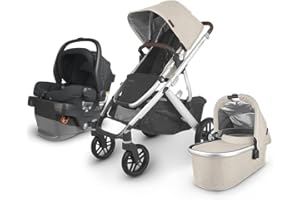 UPPABABY Vista V2 Stroller- Declan (Oat Melange/Silver/Chestnut Leather) + MESA V2 Infant Car Seat - Jake (Charcoal)